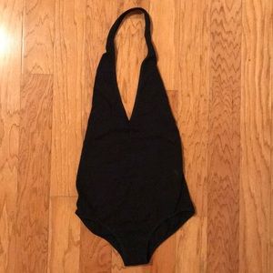 XS American Apparel Deep V-Cut Black Bodysuit
